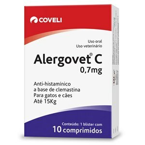 ALERGOVET C 0,7MG PARA CÃES E GATOS ATÉ 15KG 10 COMPRIMIDOS