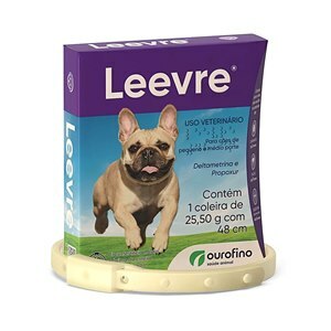 COLEIRA ANTIPULGAS LEEVRE 25,5G 48CM PARA CÃES MÉDIO E PEQUENO PORTE