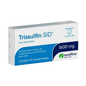 ANTIBIÓTICO TRISSULFIN SID 1600MG 10 COMPRIMIDOS PARA CÃES 