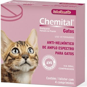 Vermífugo Chemital para Gatos com 4 Comprimidos