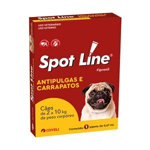 SPOT LINE ANTIPULGAS E CARRAPATOS 2 A 10KG 0,67ML 1 PIPETA CÃES