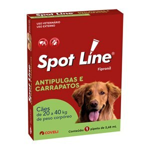 SPOT LINE ANTIPULGAS E CARRAPATOS 20 A 40KG 2,68ML 1 PIPETA PARA CÃES