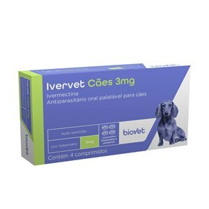 ANTIPARASITÁRIO IVERVET 3MG ATÉ 15KG 4 COMPRIMIDOS PARA CÃES BIOVET