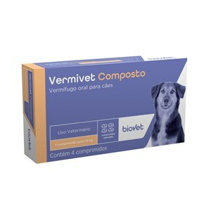 VERMÍFUGO VERMIVET POSTO 4 COMPRIMIDOS PARA CÃES BIOVET